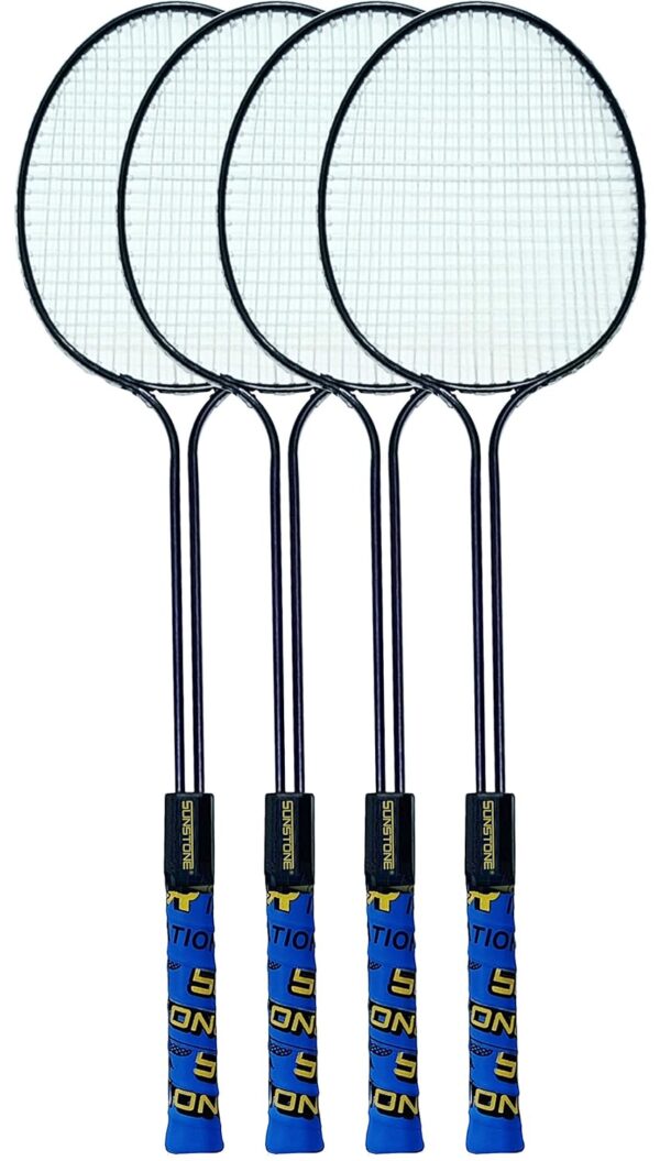 7 Rushiox™ HyperSet 4-Piece Tournament Badminton Combo (4 Rackets, 1 Court Net, Full Cover, 6 Nylon Shuttlecocks)